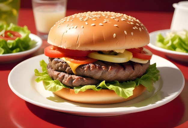 Isolierter Hamburger mit Rindfleisch vorne