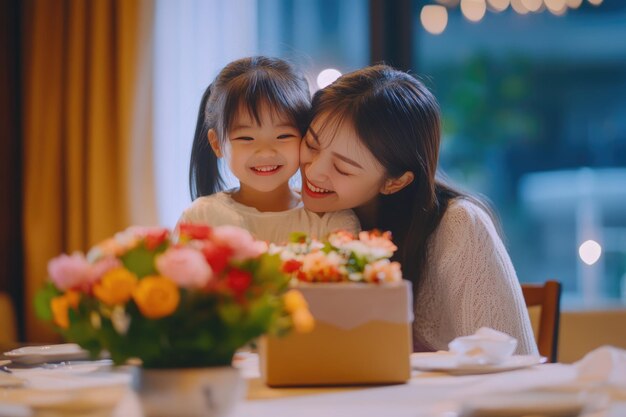 Foto kinder feiern den muttertag mit geschenken und liebe