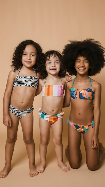 Foto kinder im bikini posieren im studio