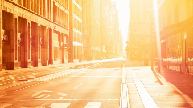 Foto leere stadtstraße unter starkem sonnenlicht mit langen schatten und hohem kontrast