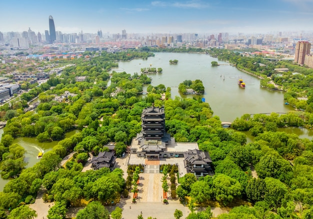 Luftaufnahme des Jinan Daming Lake Park