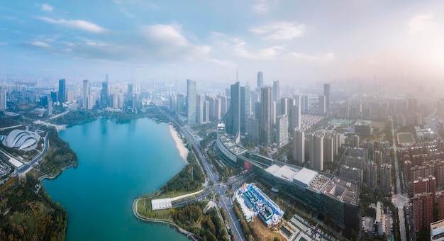 Luftaufnahmen von Hefei Stadtarchitektur Landschaft Skyline