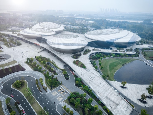 Luftbild der Skyline der modernen Architekturlandschaft in Nanjing, China