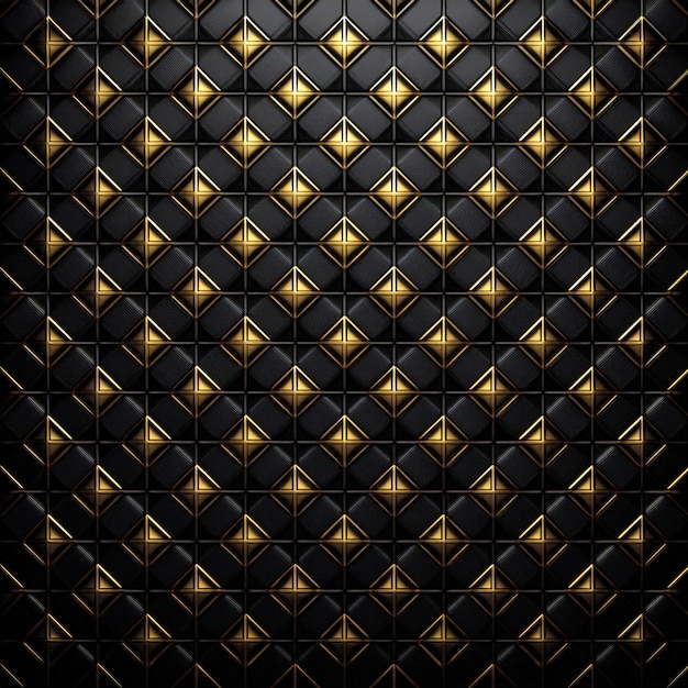 Foto luxuriöser abstrakter schwarzer metall-hintergrund mit goldenen lichtlinien dunkle 3d-geometrische textur-illustration