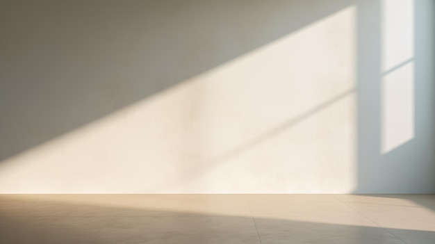 Luz solar em uma parede cinzenta raios de sol em uma sala cena de dia ensolarado para apresentação de produto