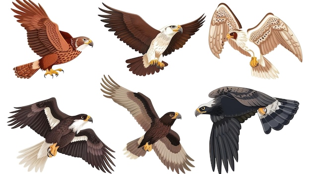 Foto majestic raptors eagles falcons hawks e corujas em fundo branco