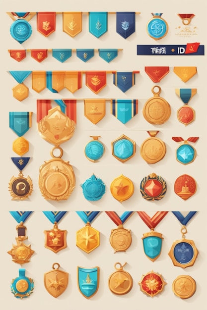 Foto medalha de design plano cores quentes