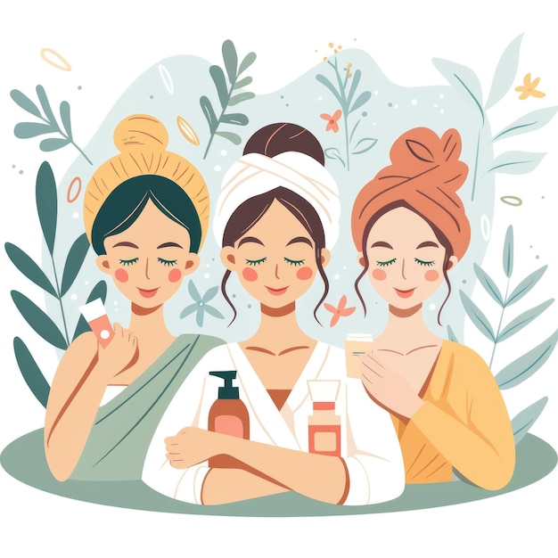 Foto meninas desfrutando de um dia de spa mimado com produtos de beleza natural