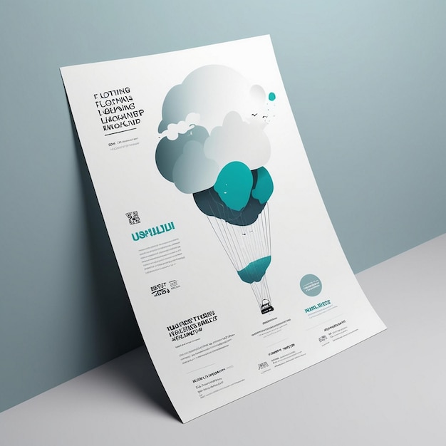 Foto minimalistische a4-flyer-mockup-floating-design-ausstellung