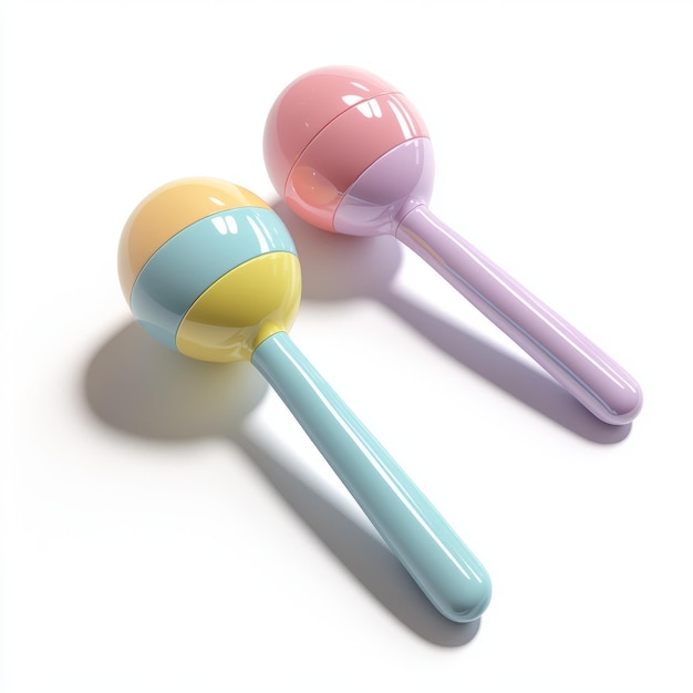 Foto modelo 3d de maracas de prata pastel bonito design minimalista caprichoso