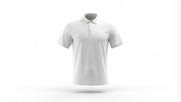 Foto modelo de camisa de polo branca vista frontal isolada