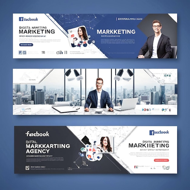 Foto modelo de capa do facebook e banner da web da agência de marketing digital