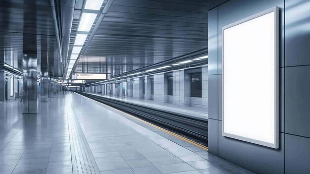 Foto modelo de cartaz de anúncio vertical exibido na estação de metrô