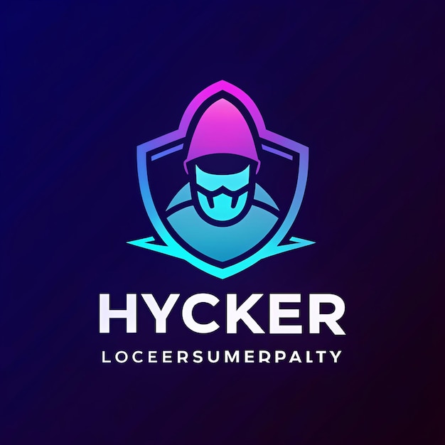 Foto modelo de logotipo de hacker com gradiente elegante para cibersegurança