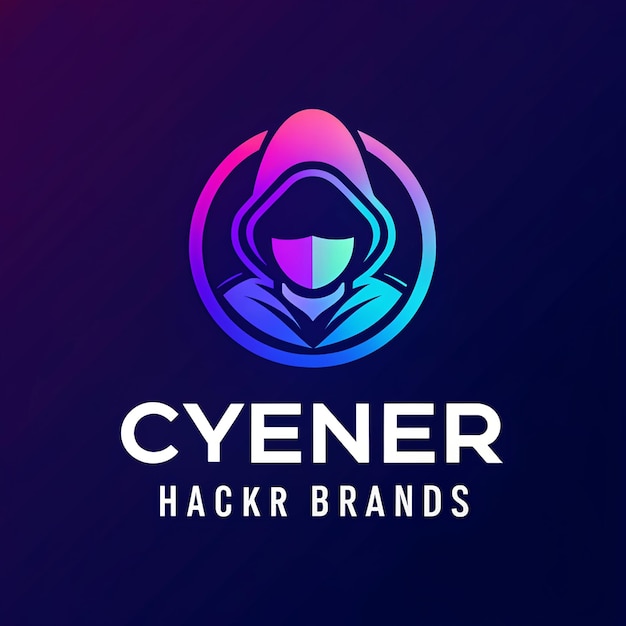 Foto modelo perfeito para marcas cibernéticas gradient hacker logo