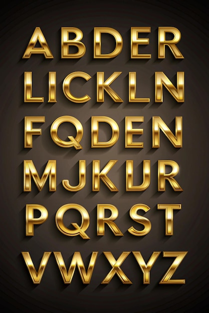 Foto moderne gold-alphabet-schriften für stilvolle und elegante typografie