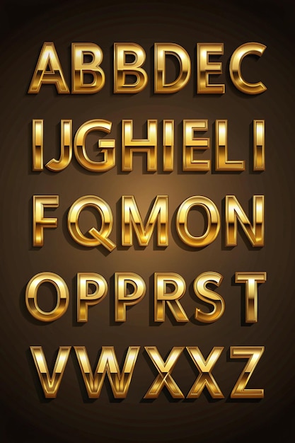 Foto moderne gold-alphabet-schriften für stilvolle und elegante typografie