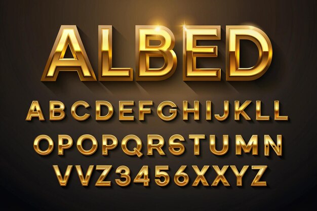 Foto moderne gold-alphabet-schriften für stilvolle und elegante typografie