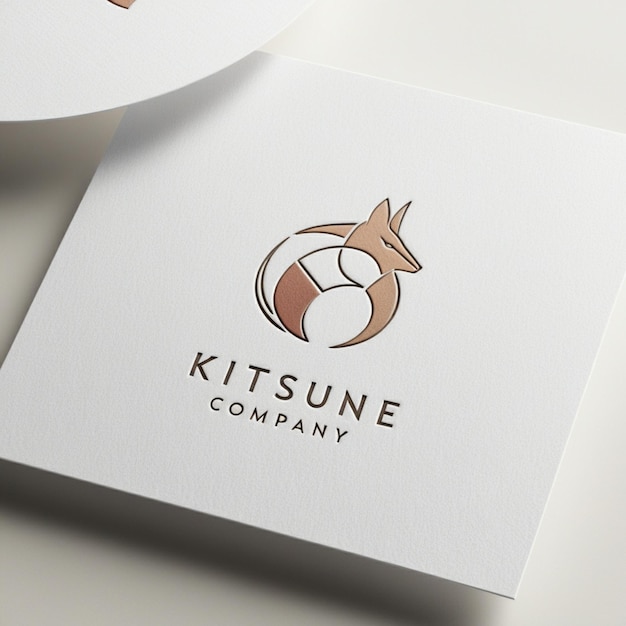 Foto moderne minimalistische mockup-logo-kitsune