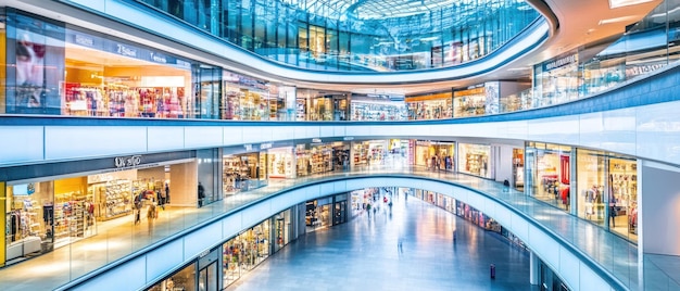 Foto modernes einkaufszentrum mit glaswänden und gekrümmter architektur