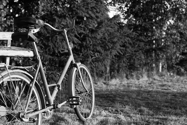 Monochromes Fotofahrrad auf ländlicher Natur