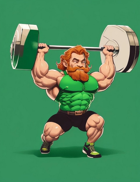 Muskulöse Leprechaun-Körper-Fitness KI-generierte Bildillustration