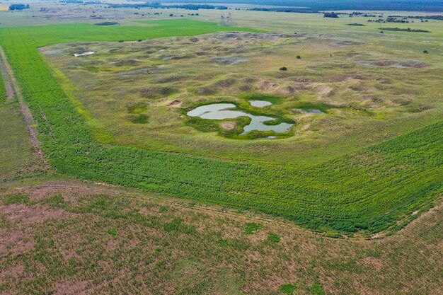 Nascente de água doce na paisagem de Pampas Patagônia Argentina