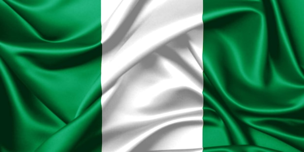 Nigeria 3D-Flagge schwenkt Silk Textur Bild Illustration Hintergrund