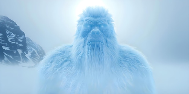 Foto o deus glacial bigfoot um monstro de gelo aterrorizante conceito de fantasia criaturas míticas animais sobrenaturais encontros misteriosas lendas