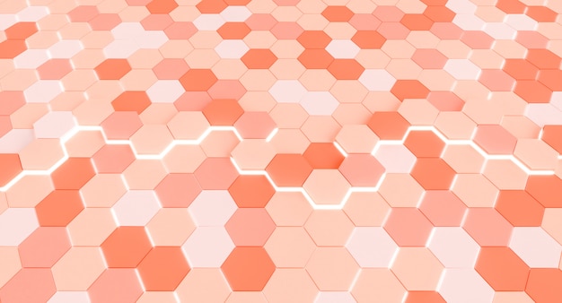 O fundo 3d rende de um mosaico com formas hexagonais