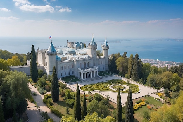 Foto o palácio vorontsov, na crimeia, é um famoso marco antigo para os turistas