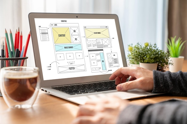 Foto o software de design de sites fornece um modelo moderno para negócios de varejo on-line