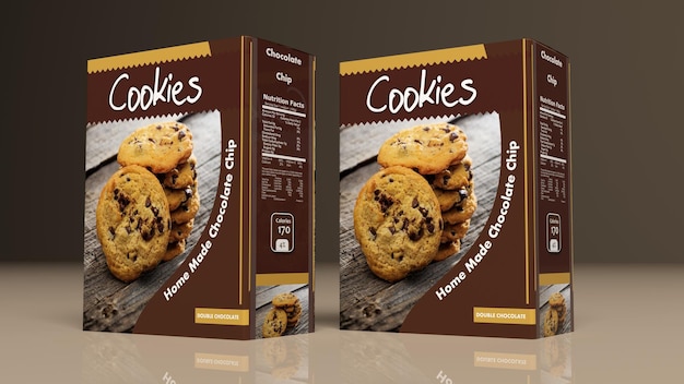 Pacotes de biscoitos de chocolate ilustração 3d