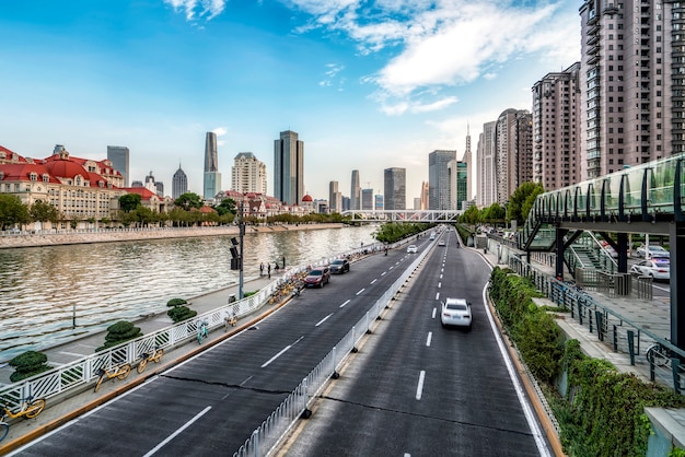 Paisagem arquitetônica moderna da cidade de Tianjin China