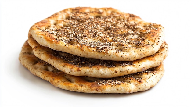 Pão plano árabe tradicional Manakeesh Zaatar