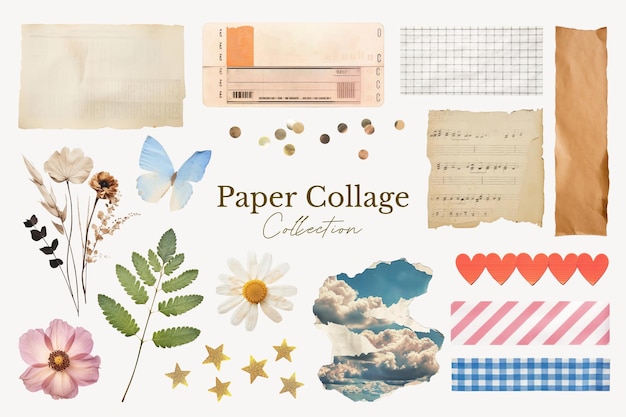 Foto papier-collage-designelement-set