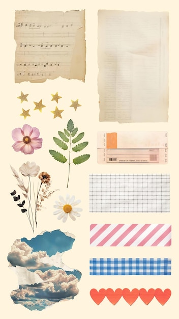 Foto papiercollage-designelement-set