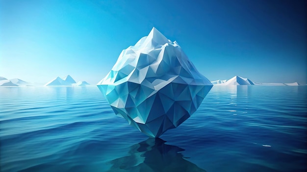 Foto perspectiva forçada estilizada iceberg de poli baixo flutuando em mar sereno