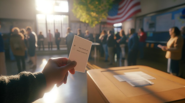 Foto pessoas a votar no local de votação