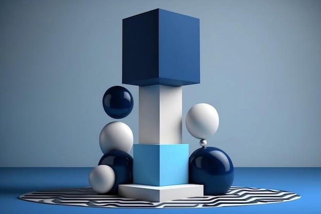 pódio de pedestal abstrato 3d com cantos arredondados em fundo generativo ai