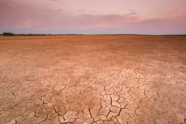 Processo de desertificação da terra rachada Província de La Pampa Patagônia Argentina