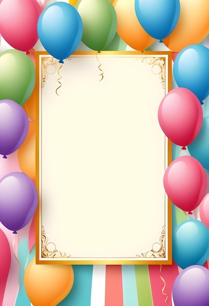 Foto quadro de cartão de convite para festa de aniversário fundo vertical espaço em branco para cópia de texto