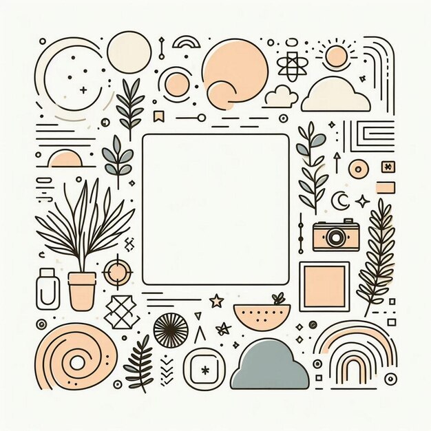 Foto quadro de doodle mínimo de fundo destaque da história social