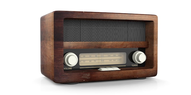 Rádio antiquado isolado na ilustração 3d do fundo branco