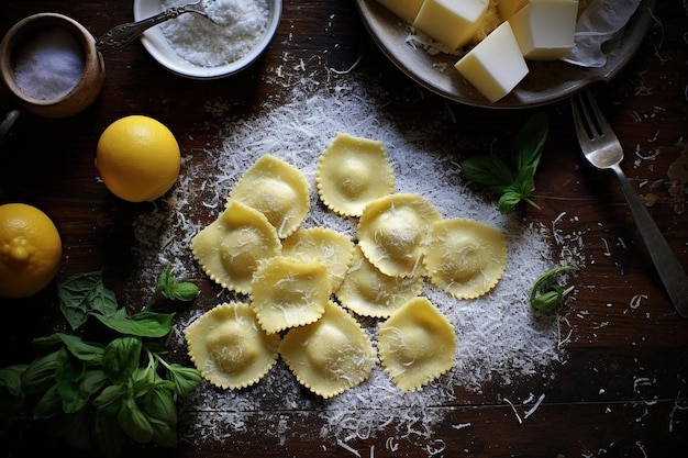 Foto ravioli caseiro com um toque de limão delicioso delicioso ravioli fotografia de imagem de comida