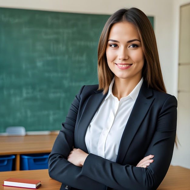 Retrato de uma jovem professora para o dia da educação