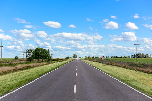 Rota que atravessa a paisagem das Pampas, Argentina