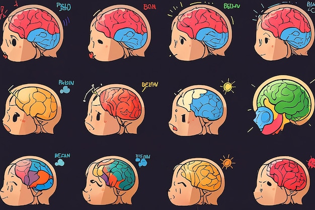 Foto saúde mental desenvolvimento do cérebro humano emoções e comportamento pesquisa por pessoas pequenas