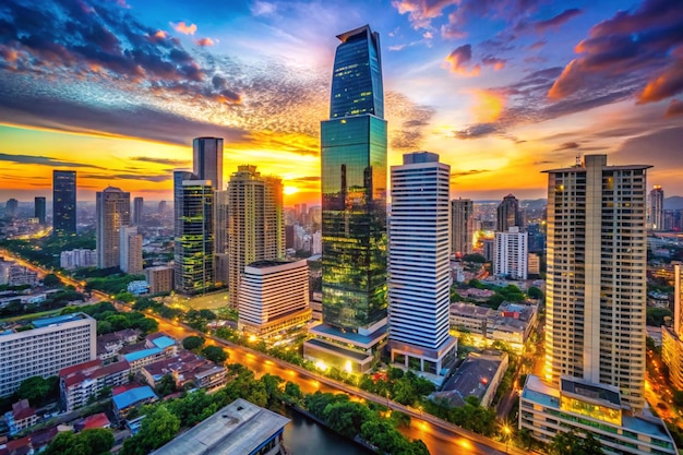 Foto schönes bürogebäude in der stadt bangkok