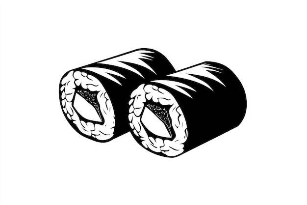 Foto schwarz-weiße sushi-rollen-illustration